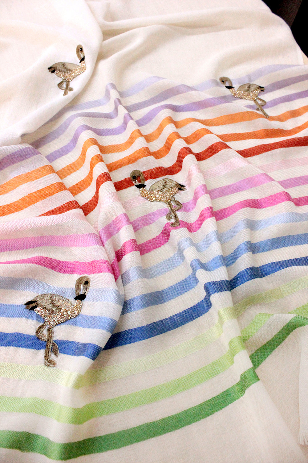 Flamingo Style | Embroidered Fine Wool Silk Stripe | AJD X Mauli