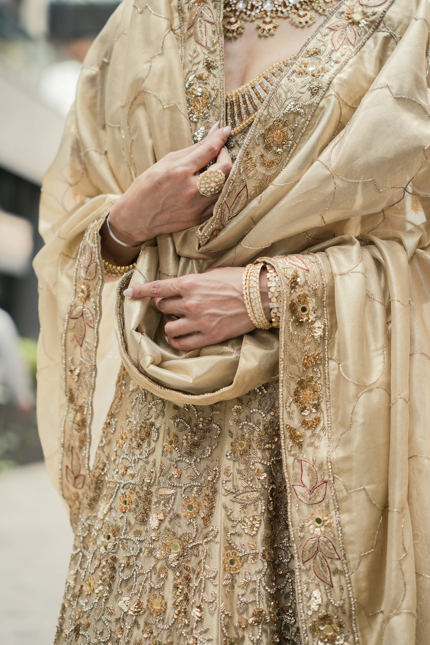 Gold Hand Embroidered Lehenga Set