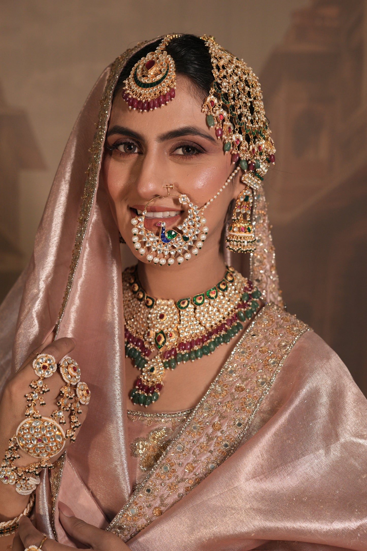 Pink Bridal Kurta Set with Dupatta
