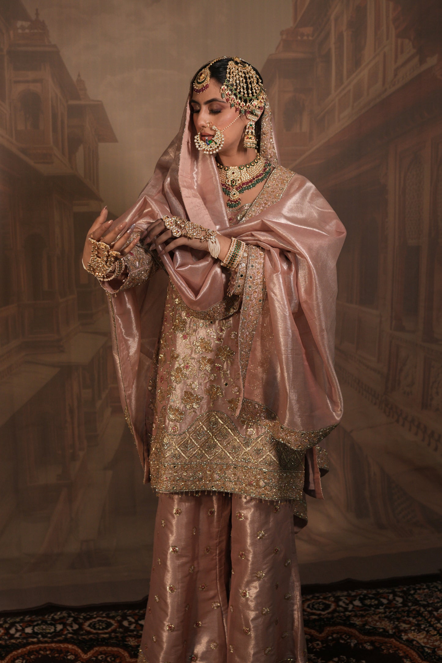 Pink Bridal Kurta Set with Dupatta