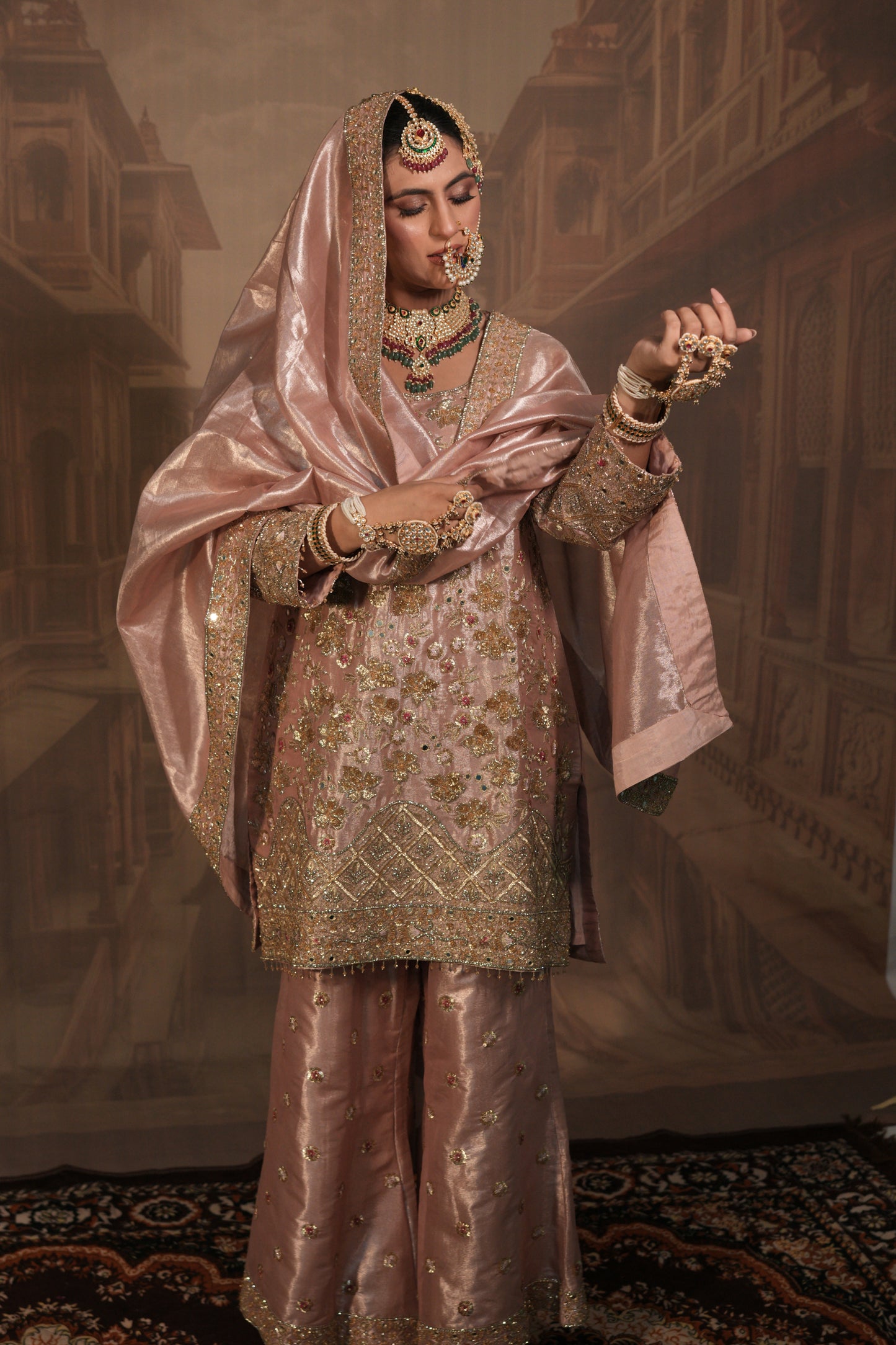 Pink Bridal Kurta Set with Dupatta