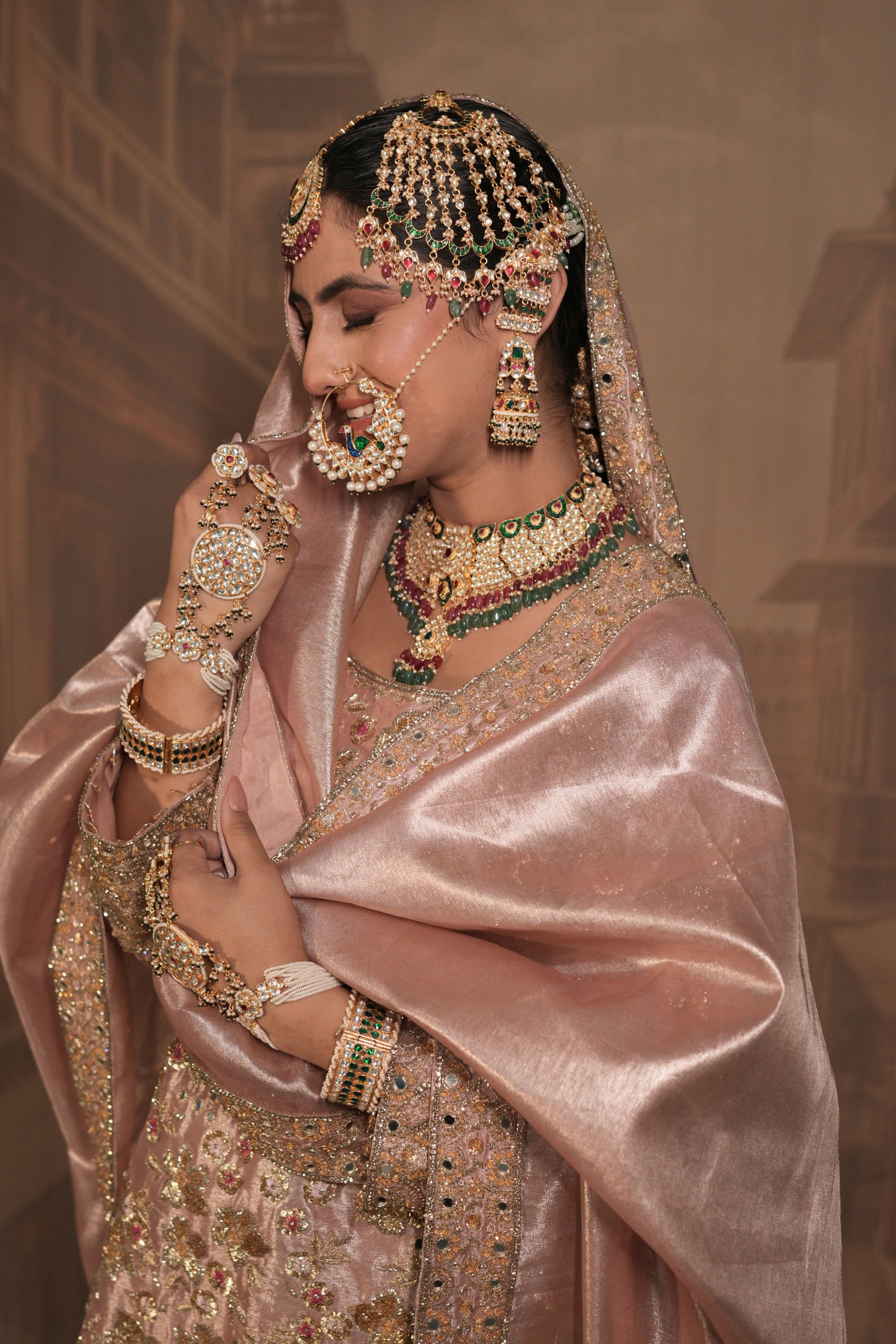Pink Bridal Kurta Set with Dupatta