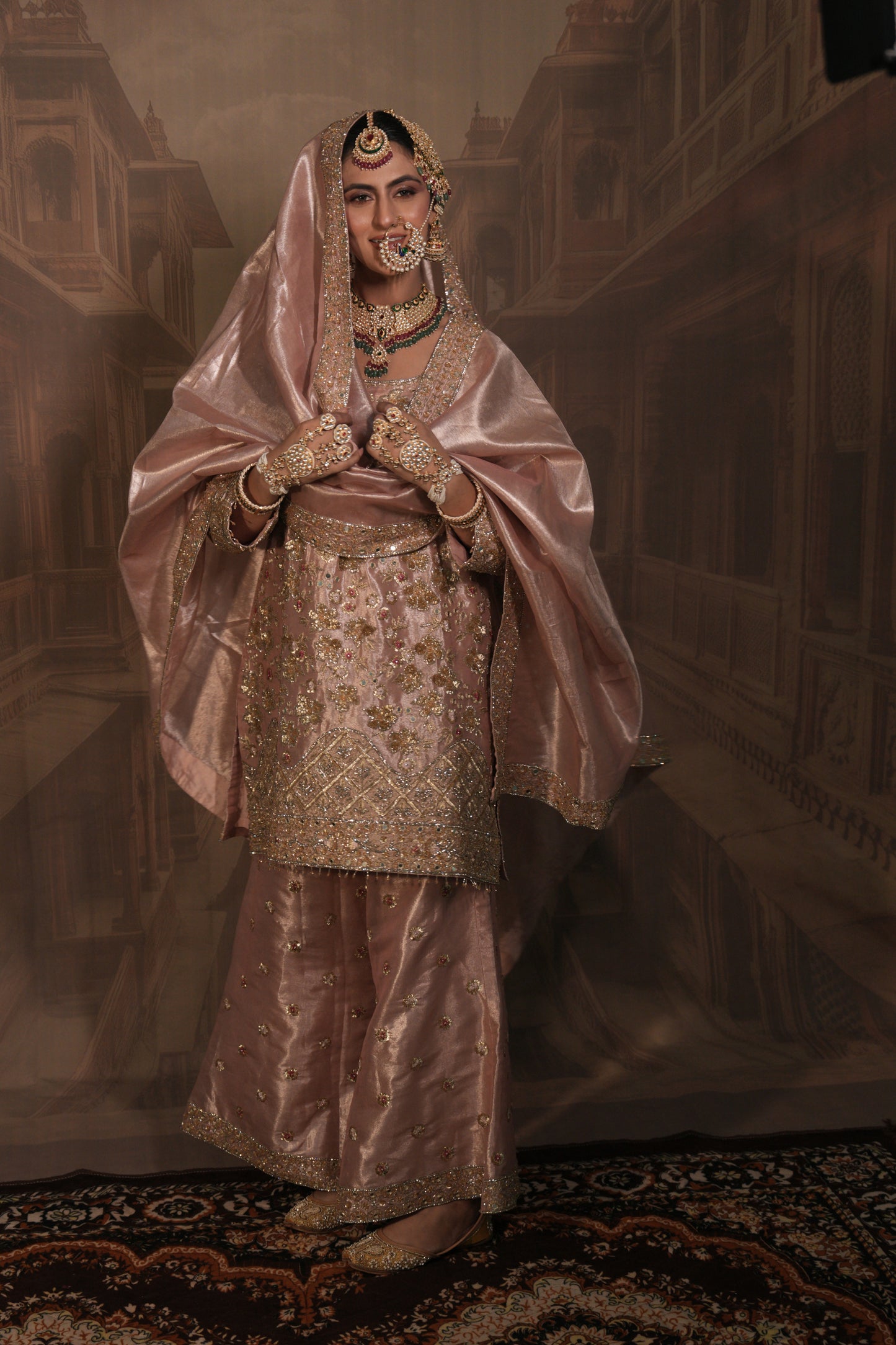 Pink Bridal Kurta Set with Dupatta