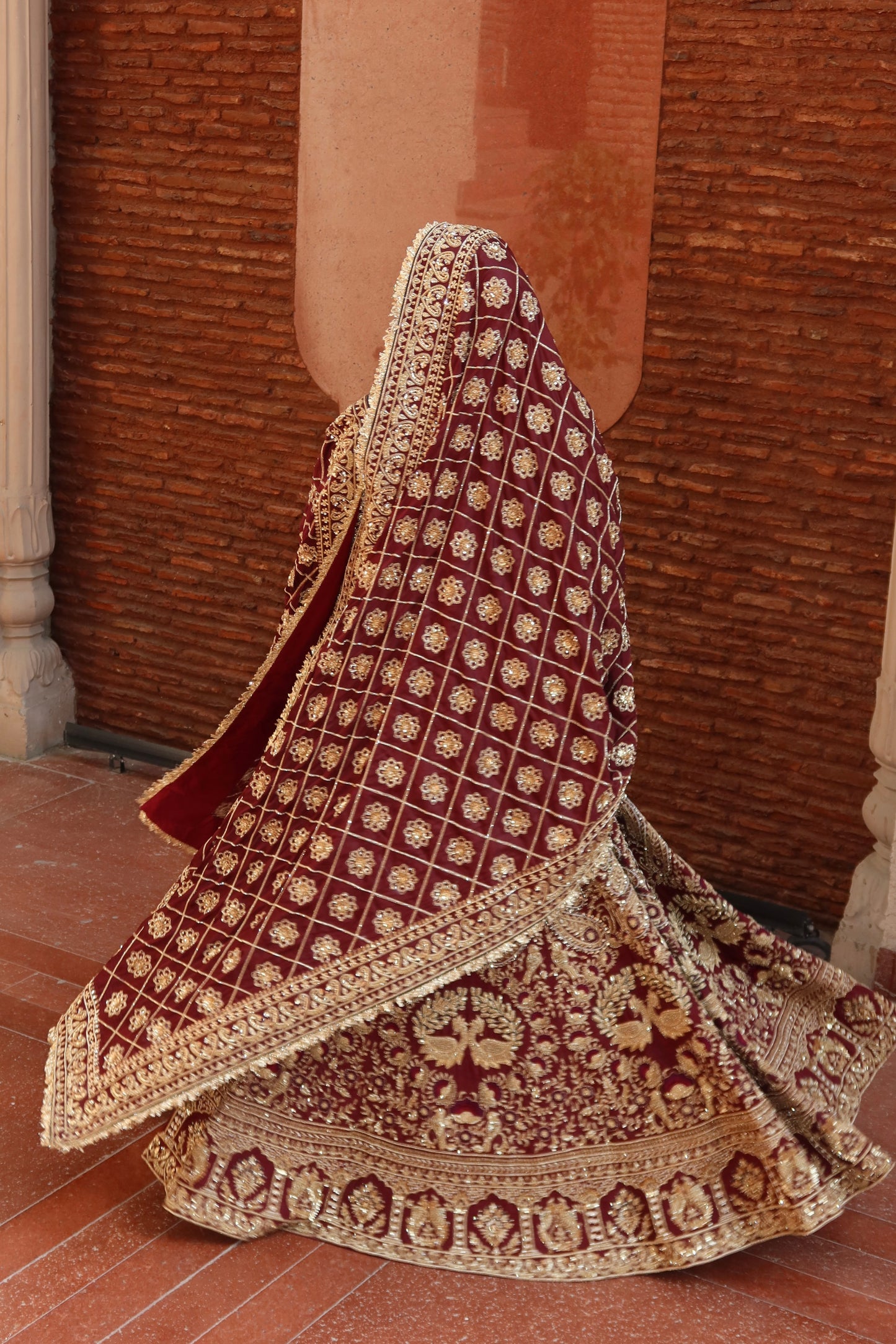 Red Maroon Bridal Lehenga Set