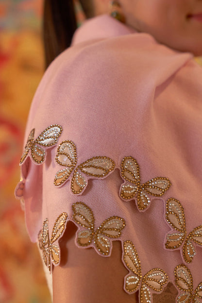 Shimmer Wings | Embroidered Wool Silk Stole | AJD X Mauli