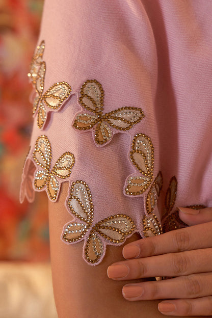 Shimmer Wings | Embroidered Wool Silk Stole | AJD X Mauli