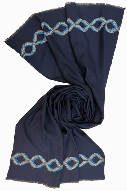 The Statesman | Embroidered Fine Wool Silk Stole | AJD X Mauli
