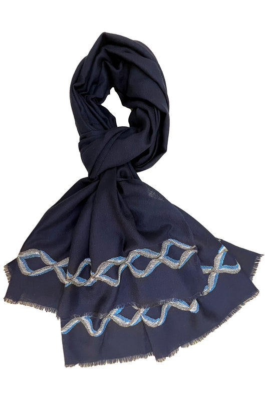 The Statesman | Embroidered Fine Wool Silk Stole | AJD X Mauli