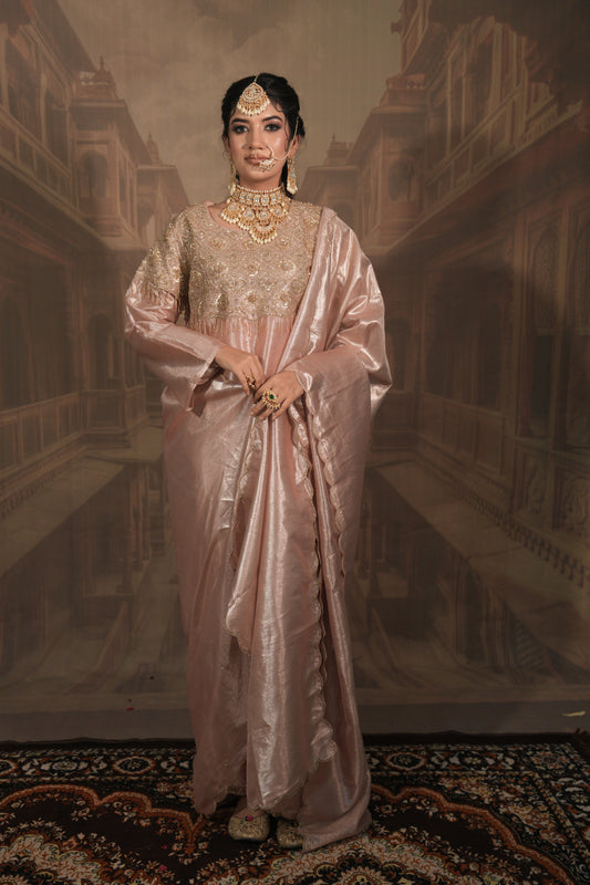 Blend of Gold & Pink Kurta Set with Dupatta
