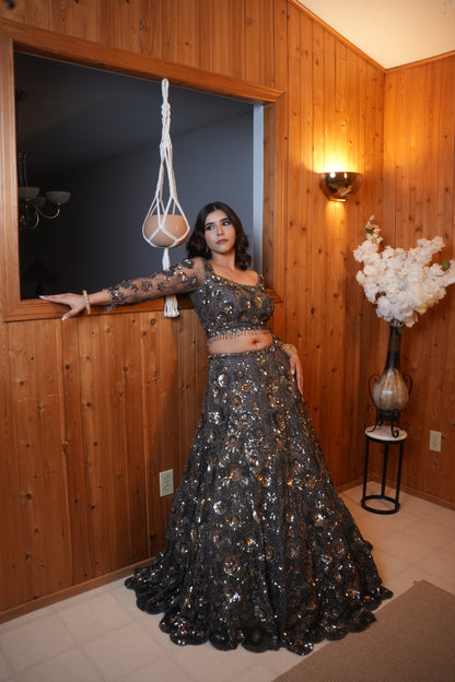 Charcoal Lehenga Set
