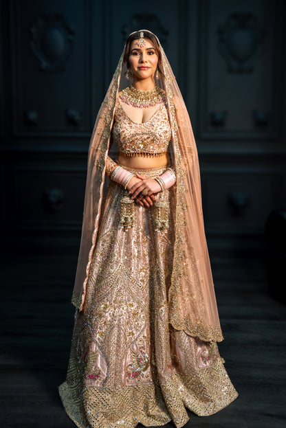 Stone work Blush Pink Lehenga