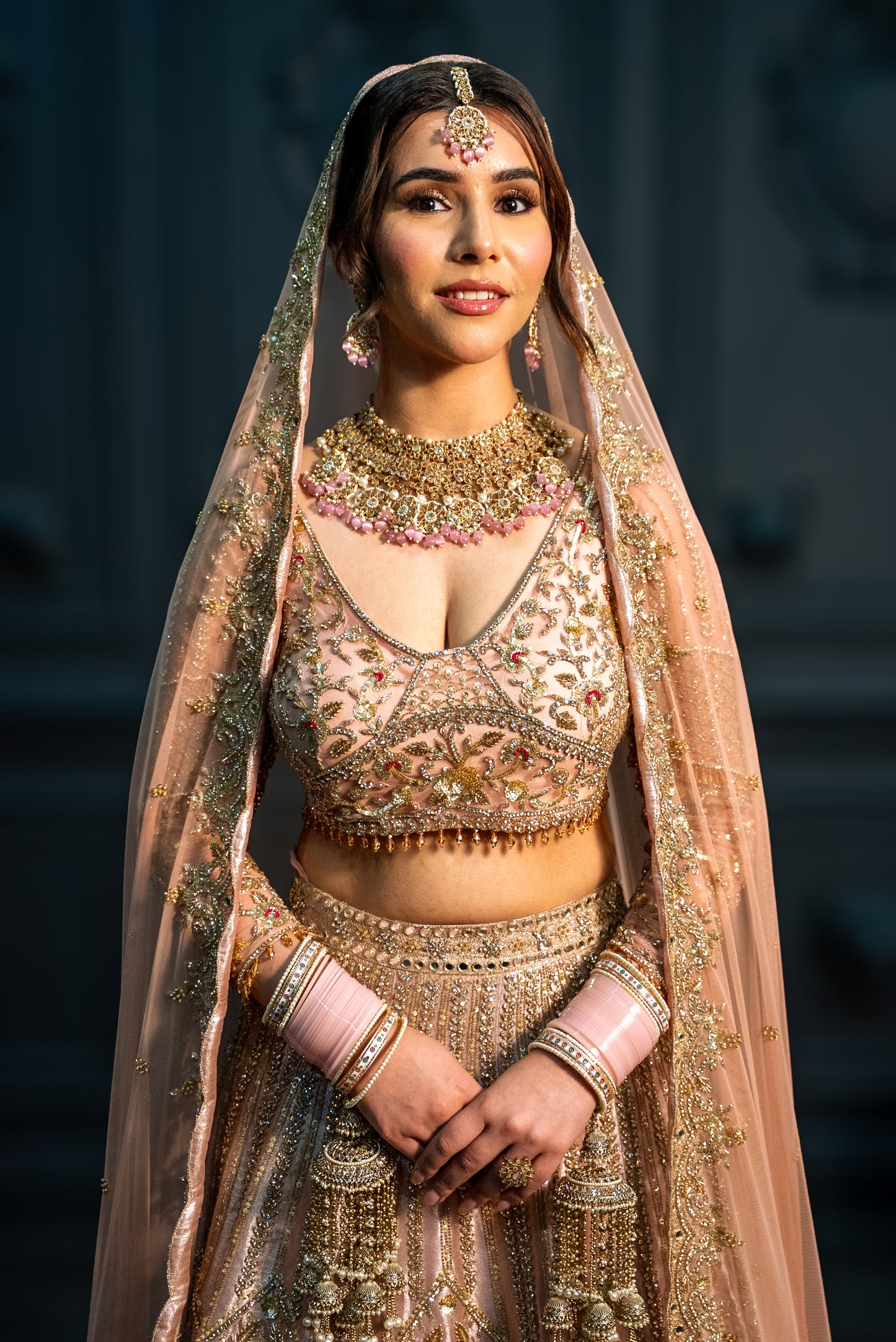 Stone work Blush Pink Lehenga