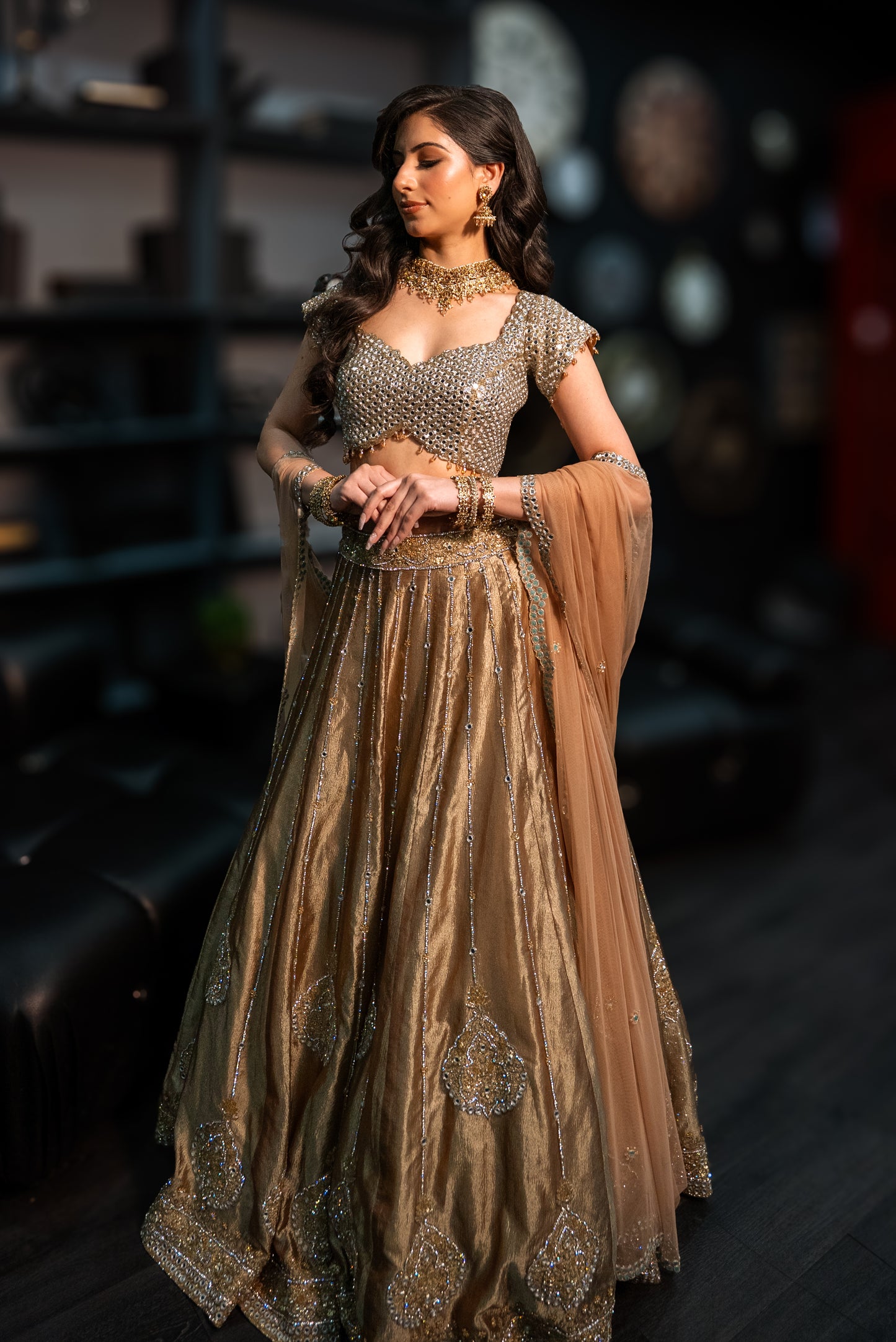 Mirror and Stonework Lehenga