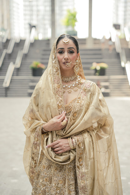 Gold Hand Embroidered Lehenga Set