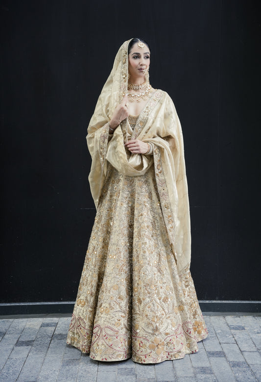 Gold Hand Embroidered Lehenga Set