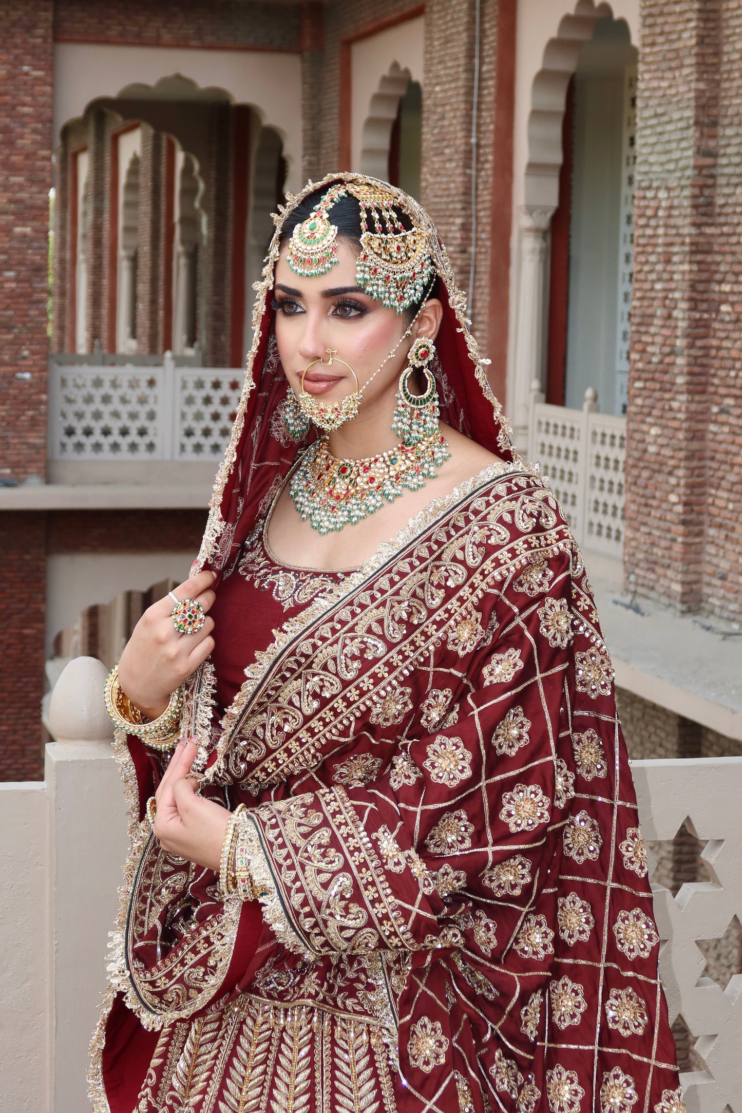 Red Maroon Bridal Lehenga Set