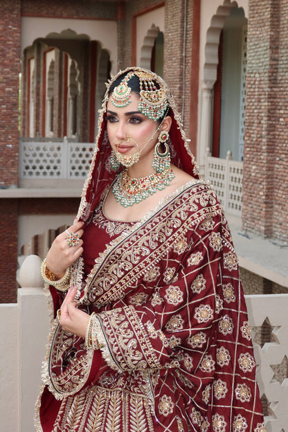 Red Maroon Bridal Lehenga Set