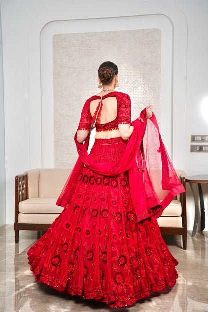 Red bridal lehenga set