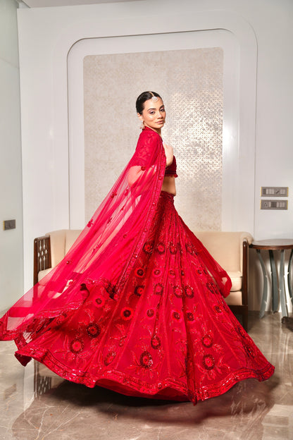 Red bridal lehenga set