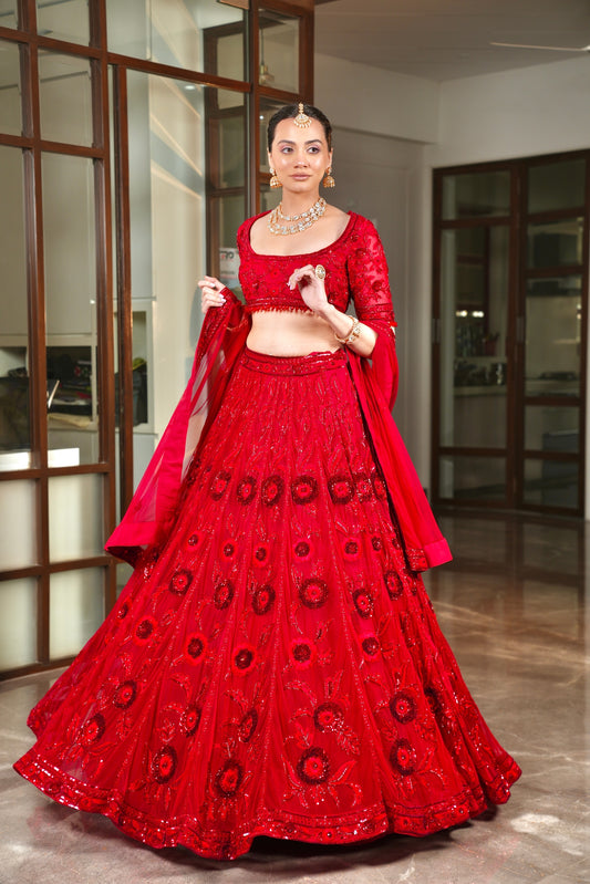 Red bridal lehenga set