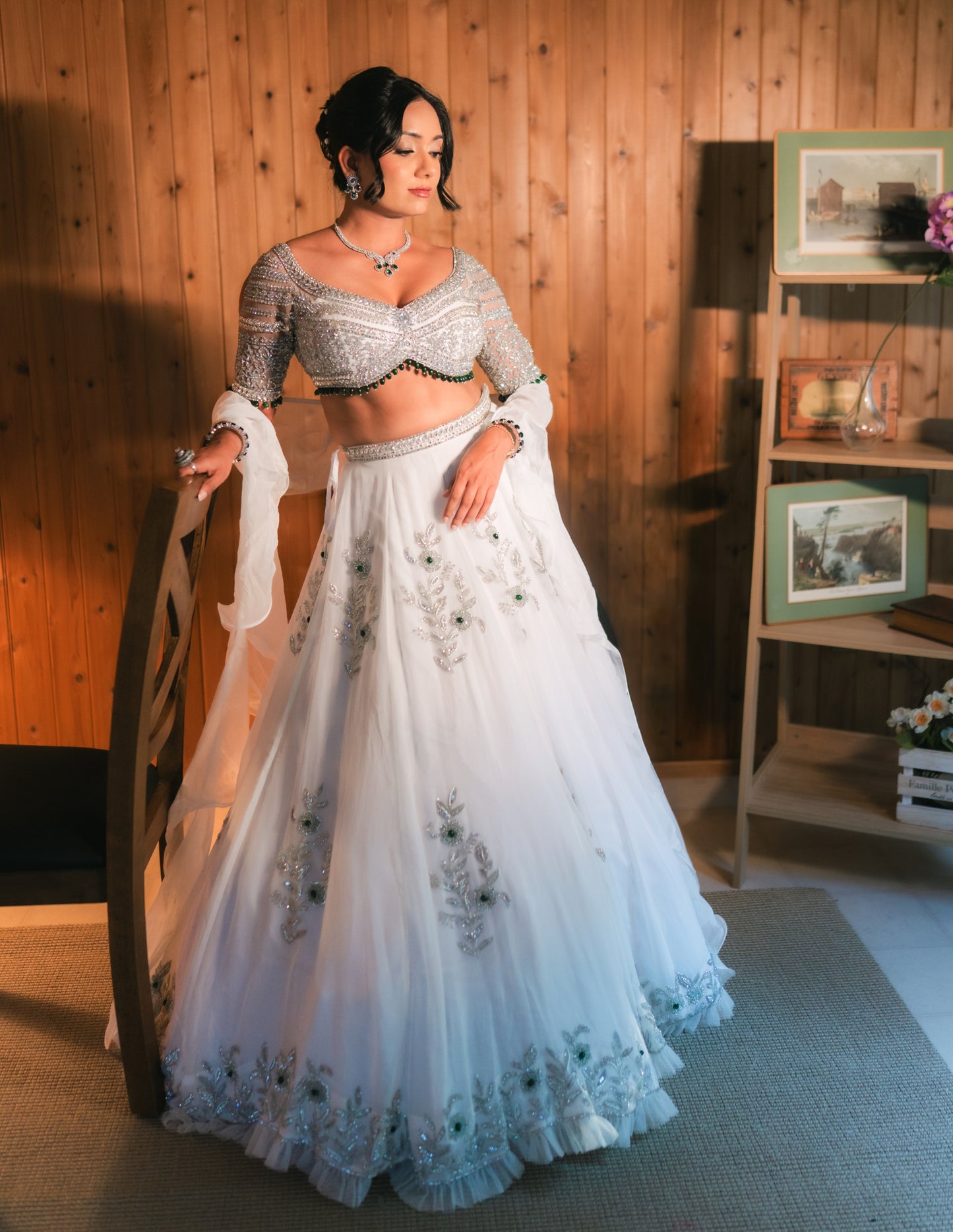 Floral White Lehenga
