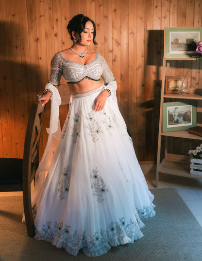 Floral White Lehenga