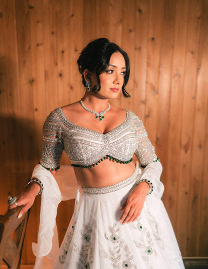 Floral White Lehenga