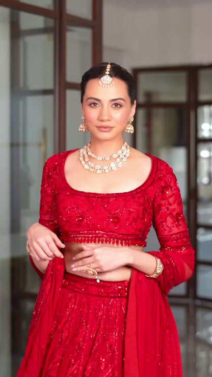 Red bridal lehenga set